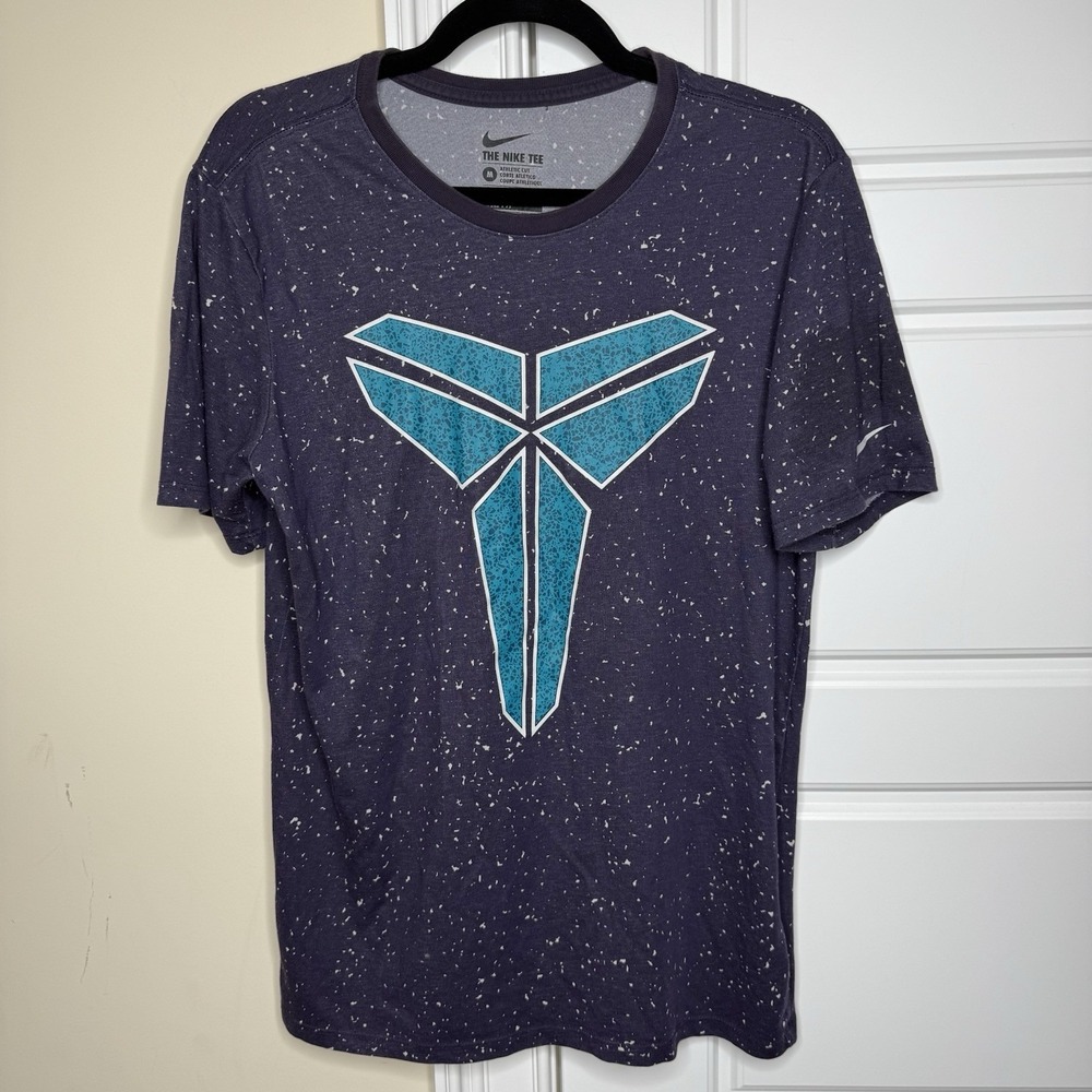 Nike Kobe T-Shirt Men's Medium Purple Teal Splatter Print Kobe Bryant Dri-Fit